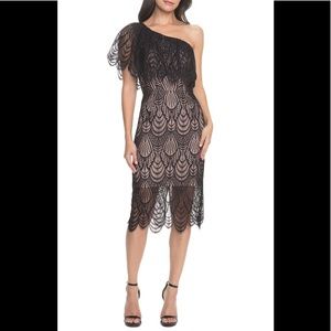 Dress the population Violet lace 1 shoulder dress